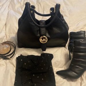 Michael Kors Black Leather Satchel